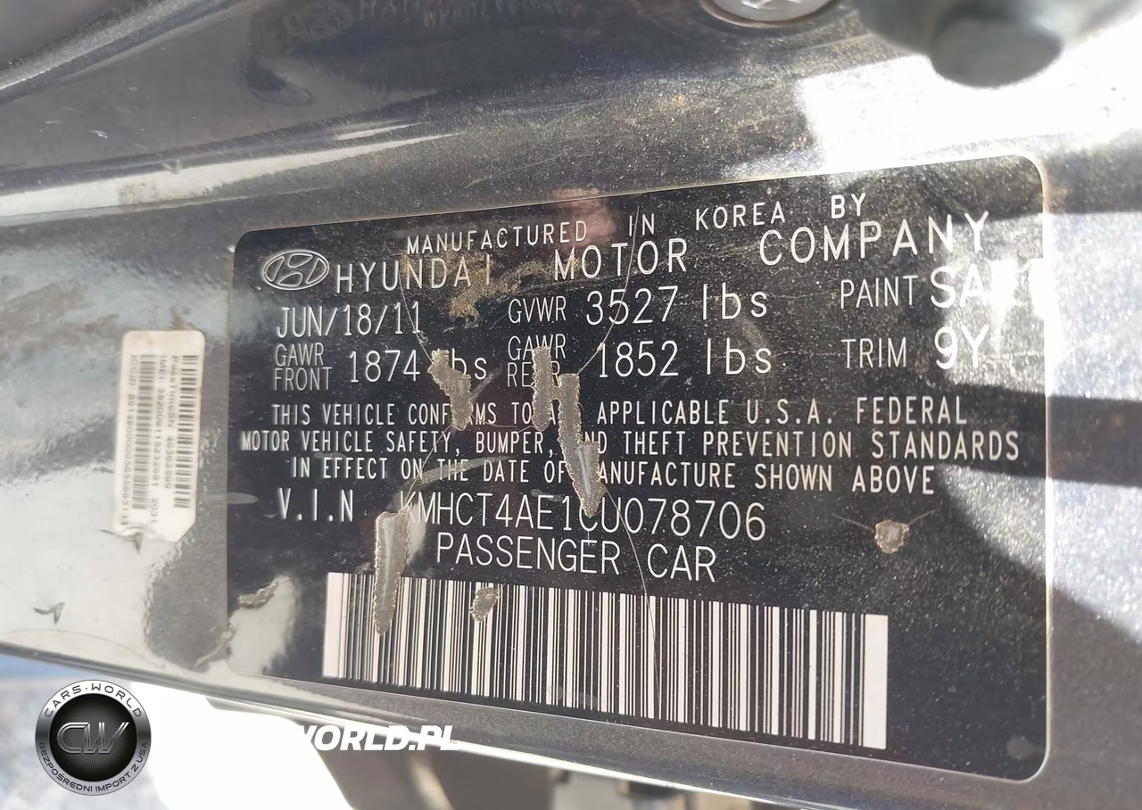 2012 Hyundai Accent Gls VIN:KMHCT4AE1CU078706 - 9