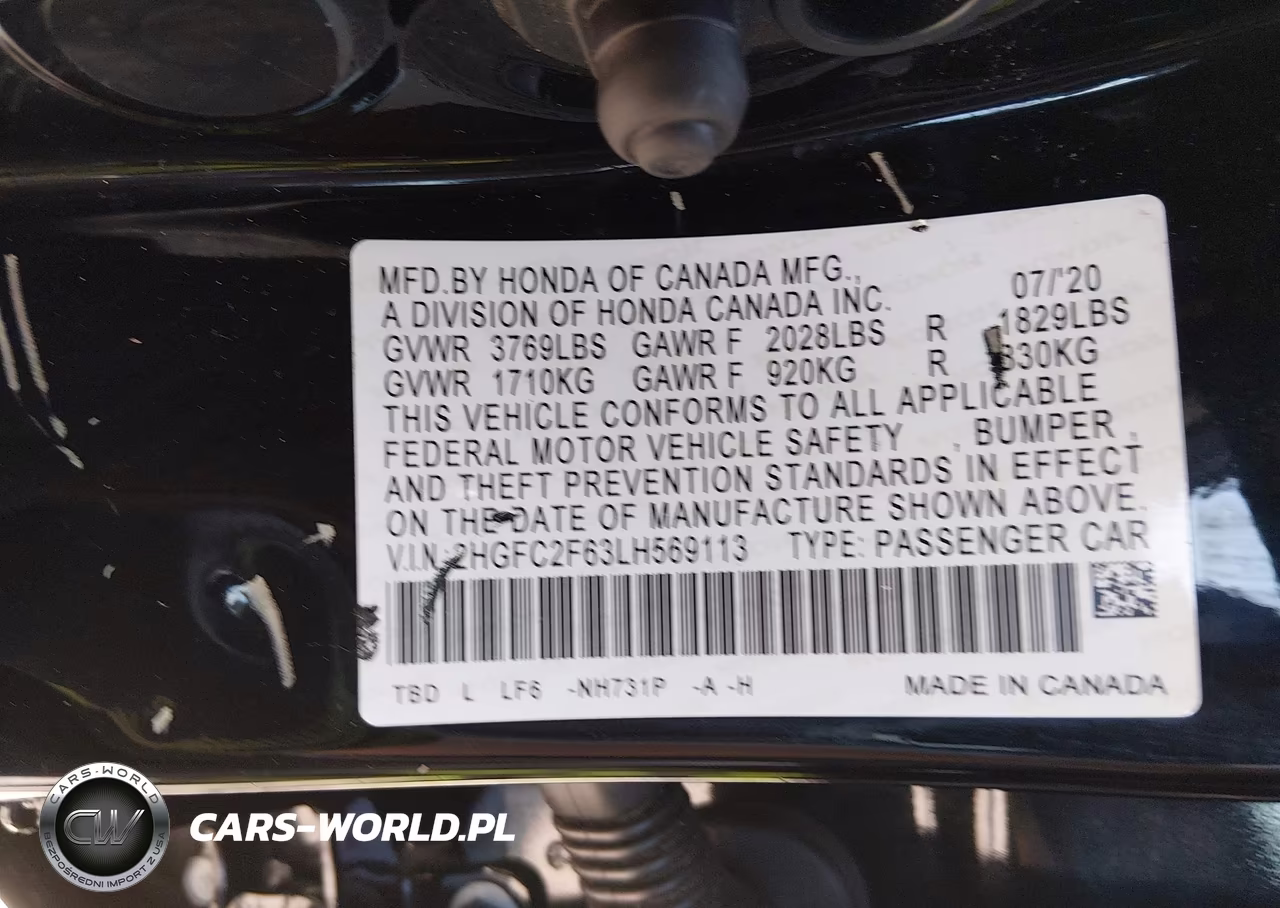 2020 Honda Civic Lx VIN:2HGFC2F63LH569113 - 9