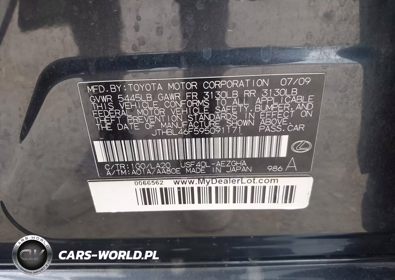 2009 Lexus Ls 460 VIN:JTHBL46F595091171 - 9