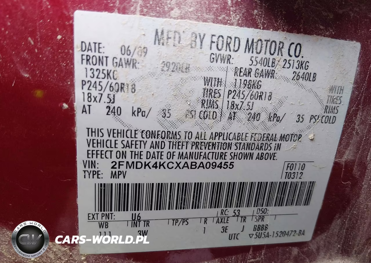 2010 Ford Edge Limited VIN:2FMDK4KCXABA09455 - 9