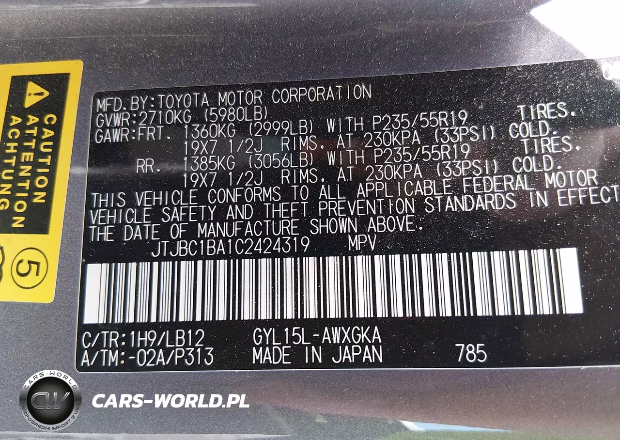 2012 Lexus Rx 450H VIN:JTJBC1BA1C2424319 - 9