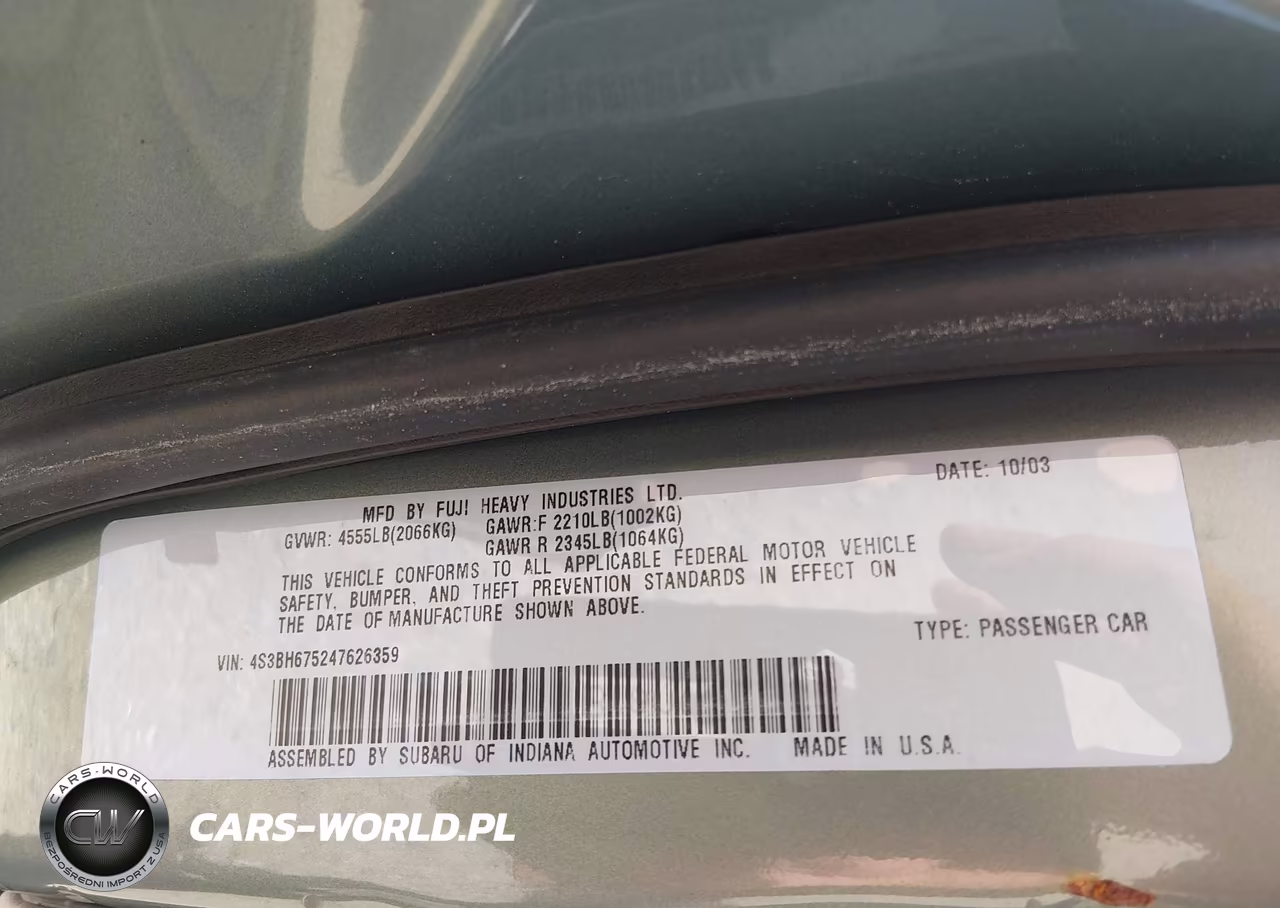 2004 Subaru Outback VIN:4S3BH675247626359 - 9