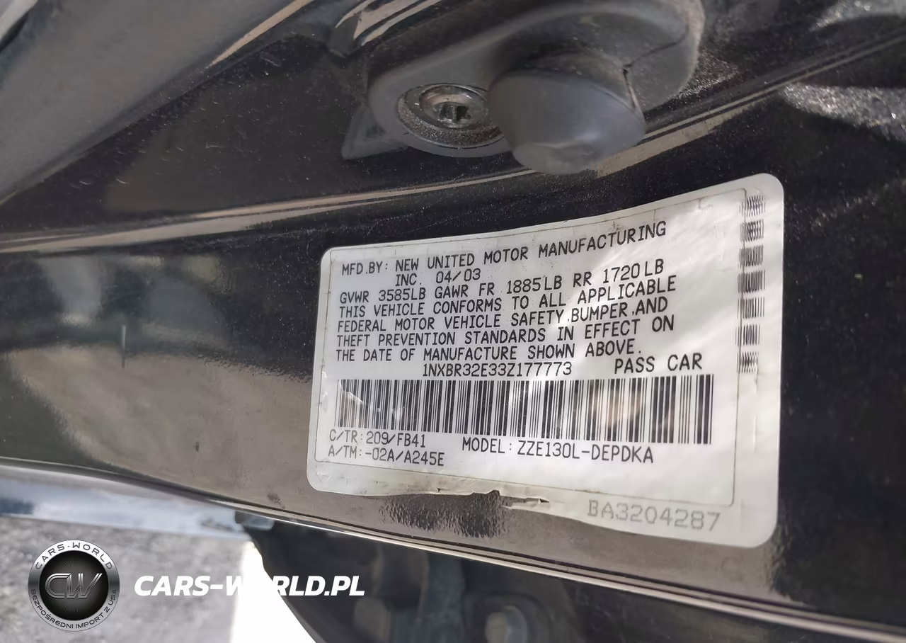 2003 Toyota Corolla Ce VIN:1NXBR32E33Z177773 - 9