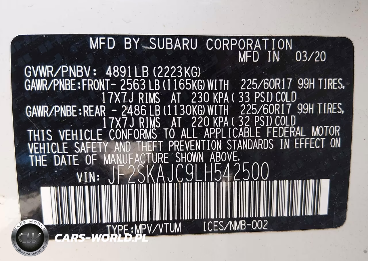 2020 Subaru Forester Premium VIN:JF2SKAJC9LH542500 - 9