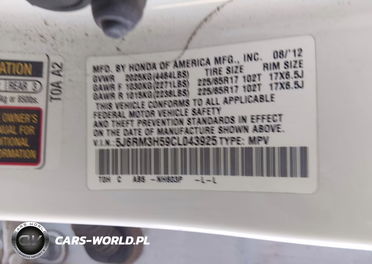 2012 Honda Cr-V Ex VIN:5J6RM3H59CL043925 - 9