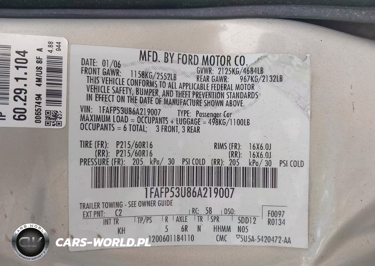2006 Ford Taurus Se VIN:1FAFP53U86A219007 - 9