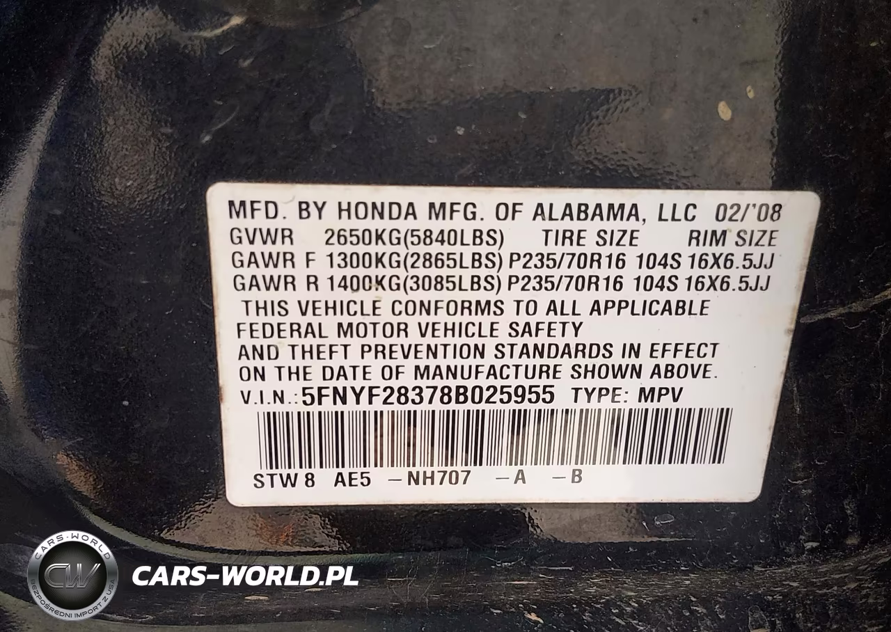 2008 Honda Pilot Se VIN:5FNYF28378B025955 - 9