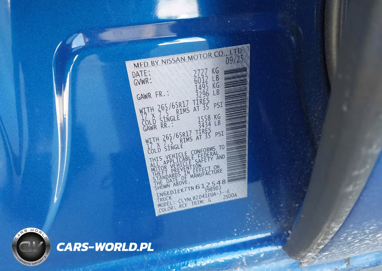 2026 Nissan Frontier Sv 4X4 VIN:1N6ED1EK7TN612548 - 9