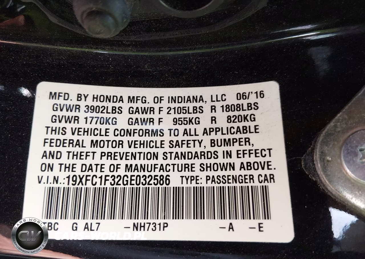 2016 Honda Civic Ex-T VIN:19XFC1F32GE032586 - 9