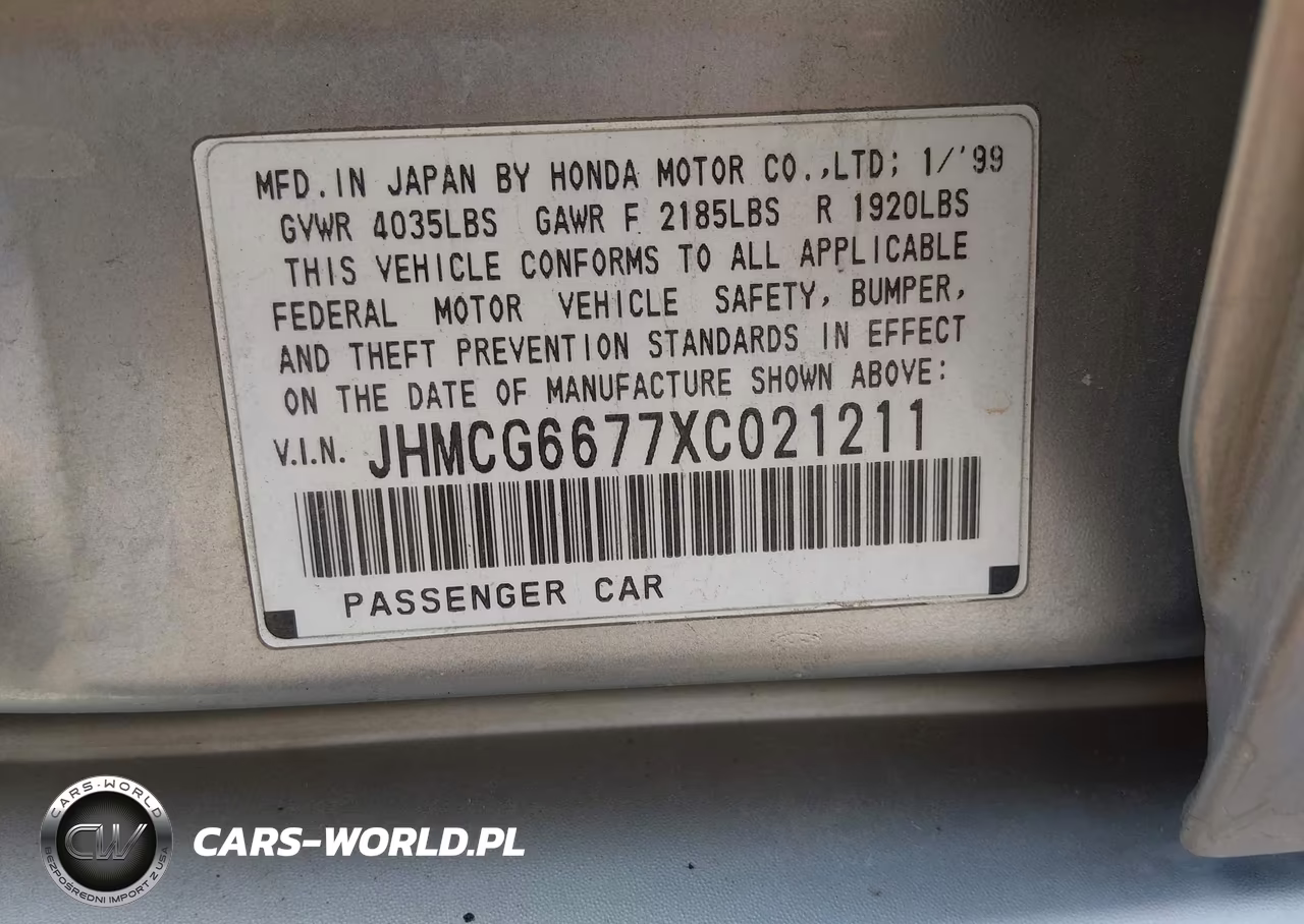 1999 Honda Accord Ex VIN:JHMCG6677XC021211 - 9