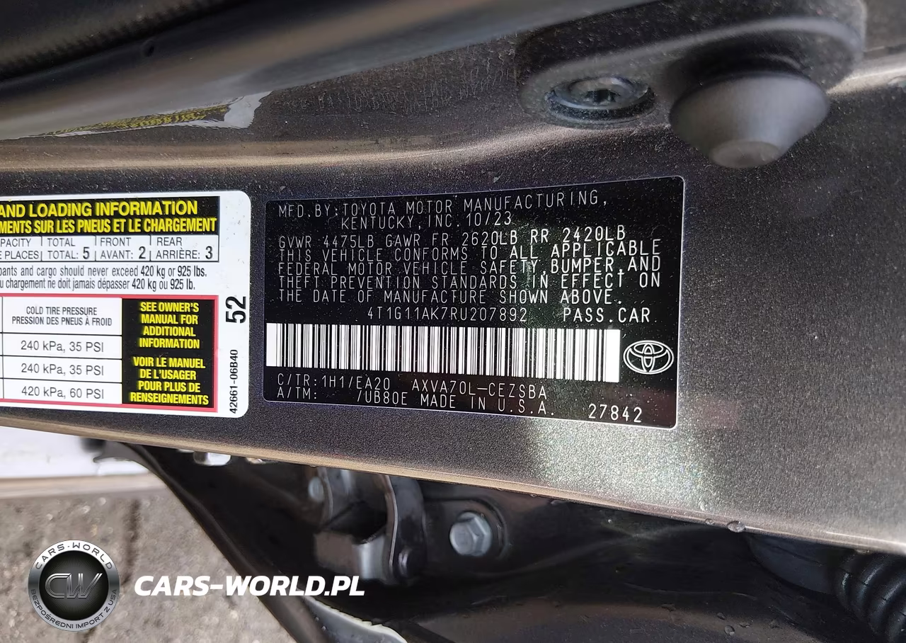 2024 Toyota Camry Se VIN:4T1G11AK7RU207892 - 9