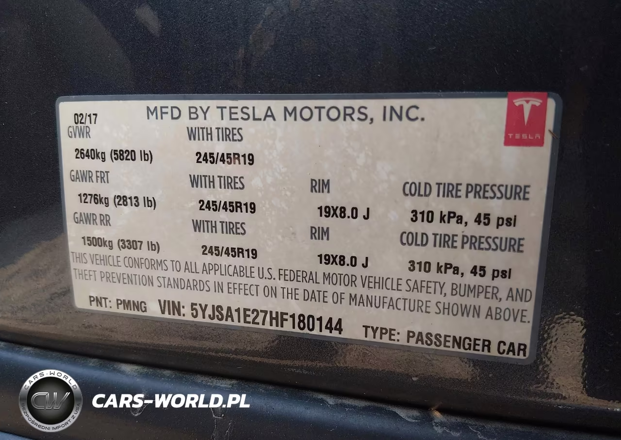 2017 Tesla Model S 100D-60D-75D-90D-P100D VIN:5YJSA1E27HF180144 - 9