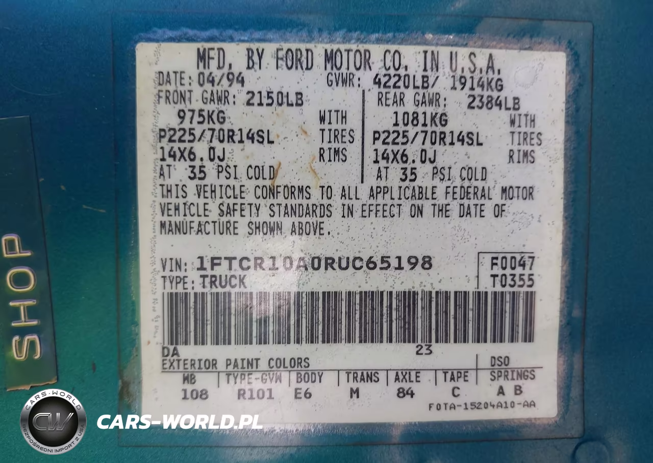 1994 Ford Ranger VIN:1FTCR10A0RUC65198 - 9