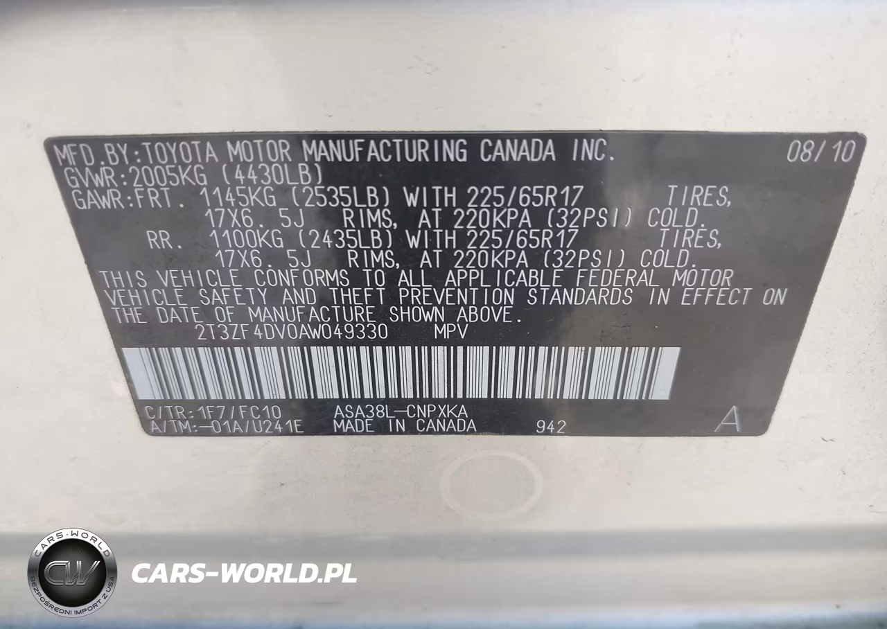 2010 Toyota Rav4 VIN:2T3ZF4DV0AW049330 - 9