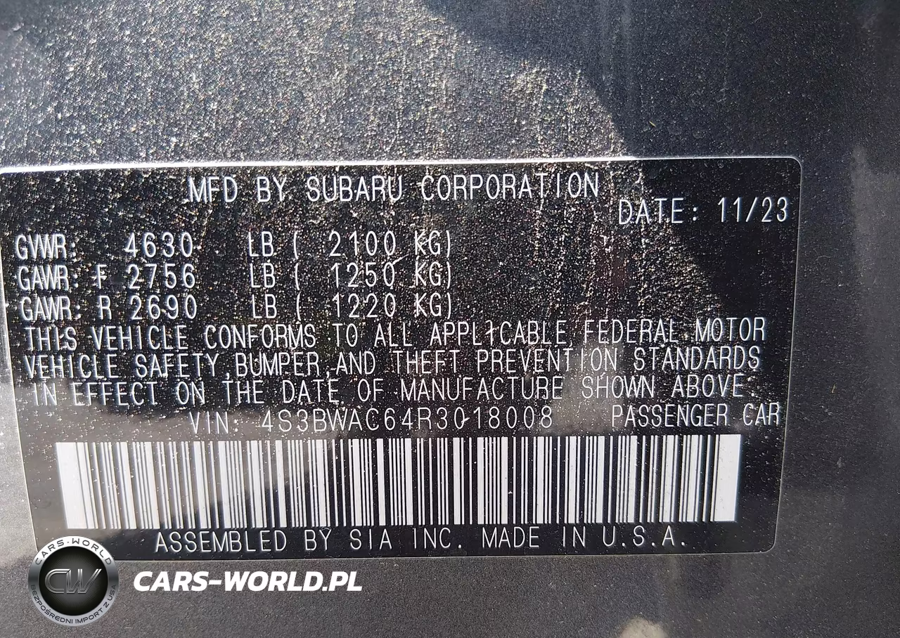 2024 Subaru Legacy Premium VIN:4S3BWAC64R3018008 - 9