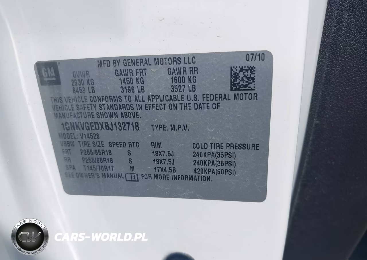 2011 Chevrolet Traverse 1Lt VIN:1GNKVGEDXBJ132718 - 9