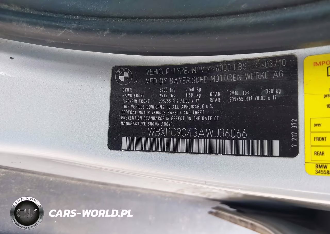 2010 BMW X3 xDrive30I VIN:WBXPC9C43AWJ36066 - 9