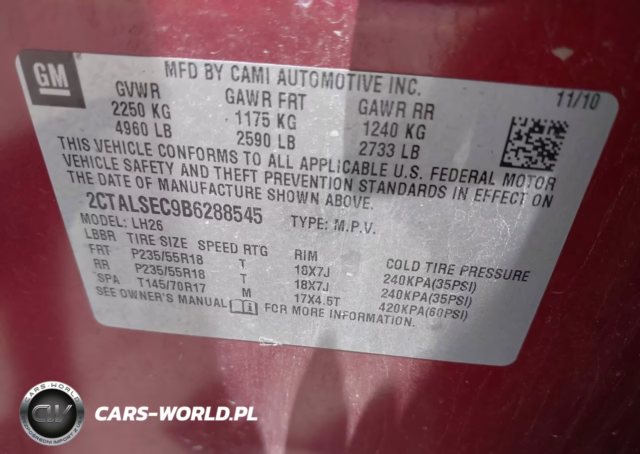 2011 GMC Terrain Sle-2 VIN:2CTALSEC9B6288545 - 9