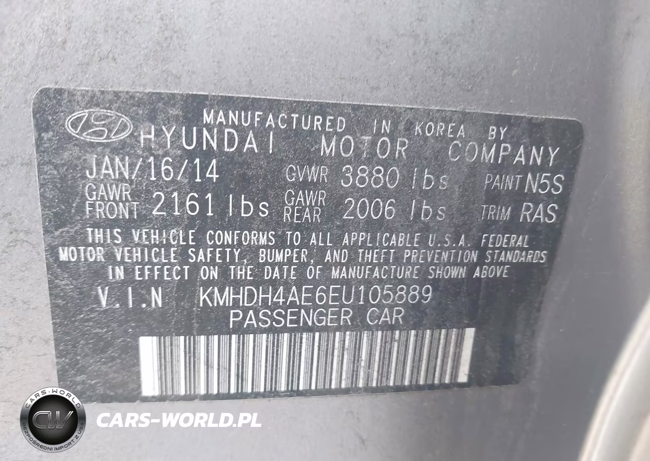2014 Hyundai Elantra Limited VIN:KMHDH4AE6EU105889 - 9