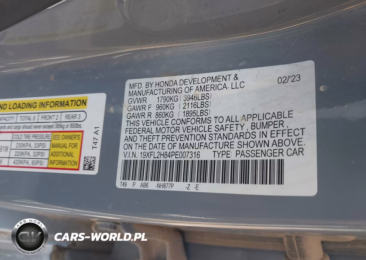 2023 Honda Civic Sport VIN:19XFL2H84PE007316 - 9