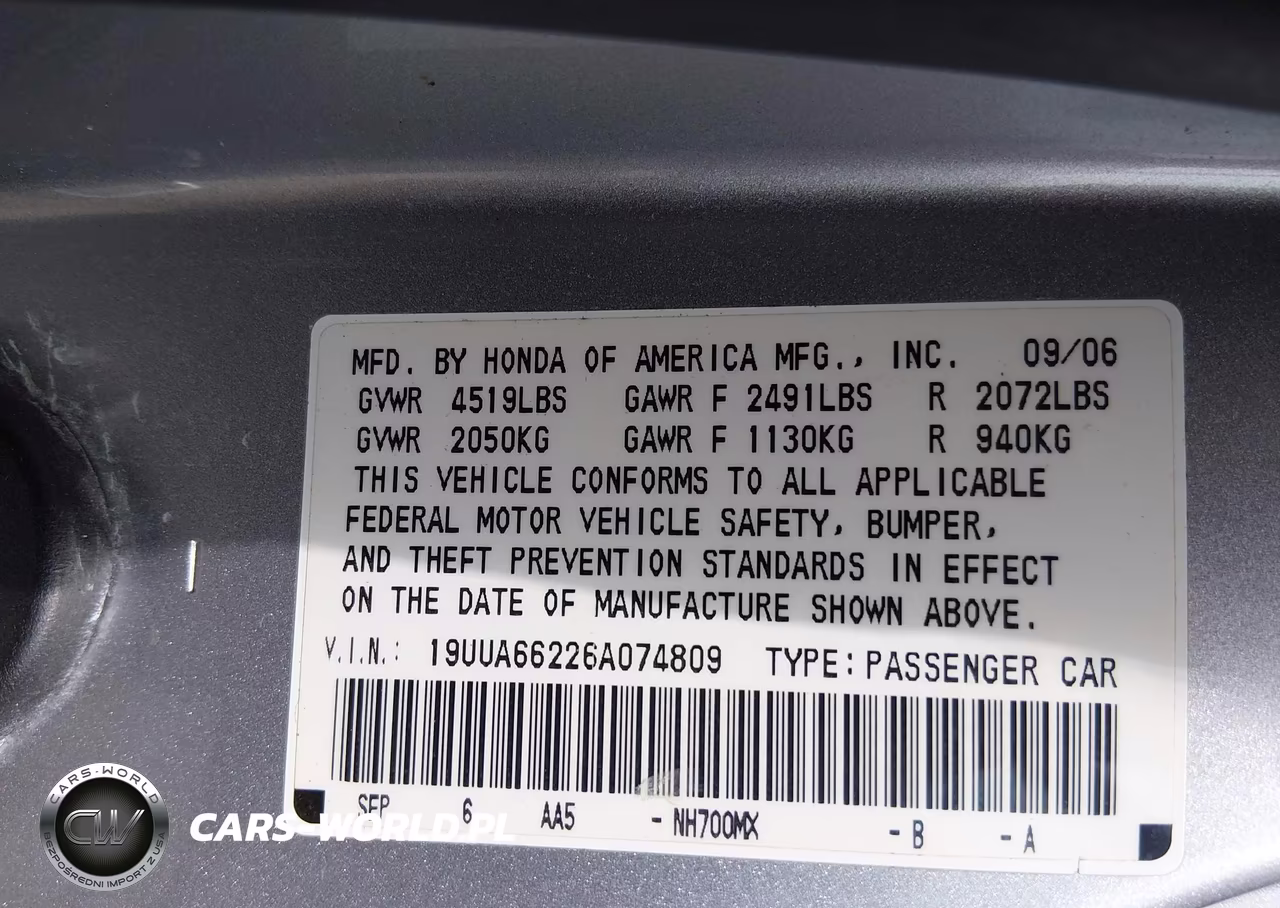 2006 Acura Tl VIN:19UUA66226A074809 - 9