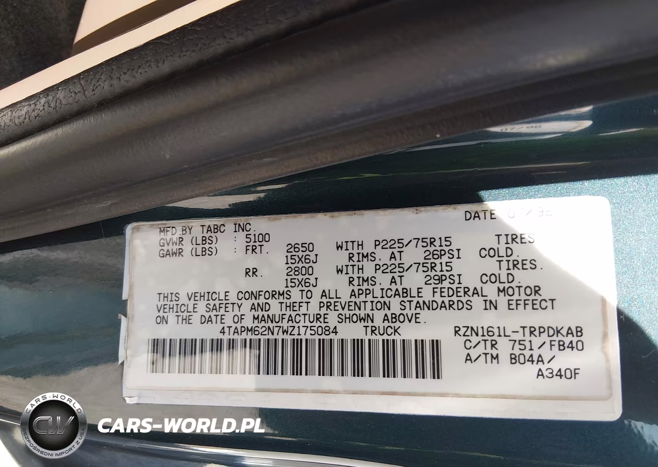 1998 Toyota Tacoma VIN:4TAPM62N7WZ175084 - 9