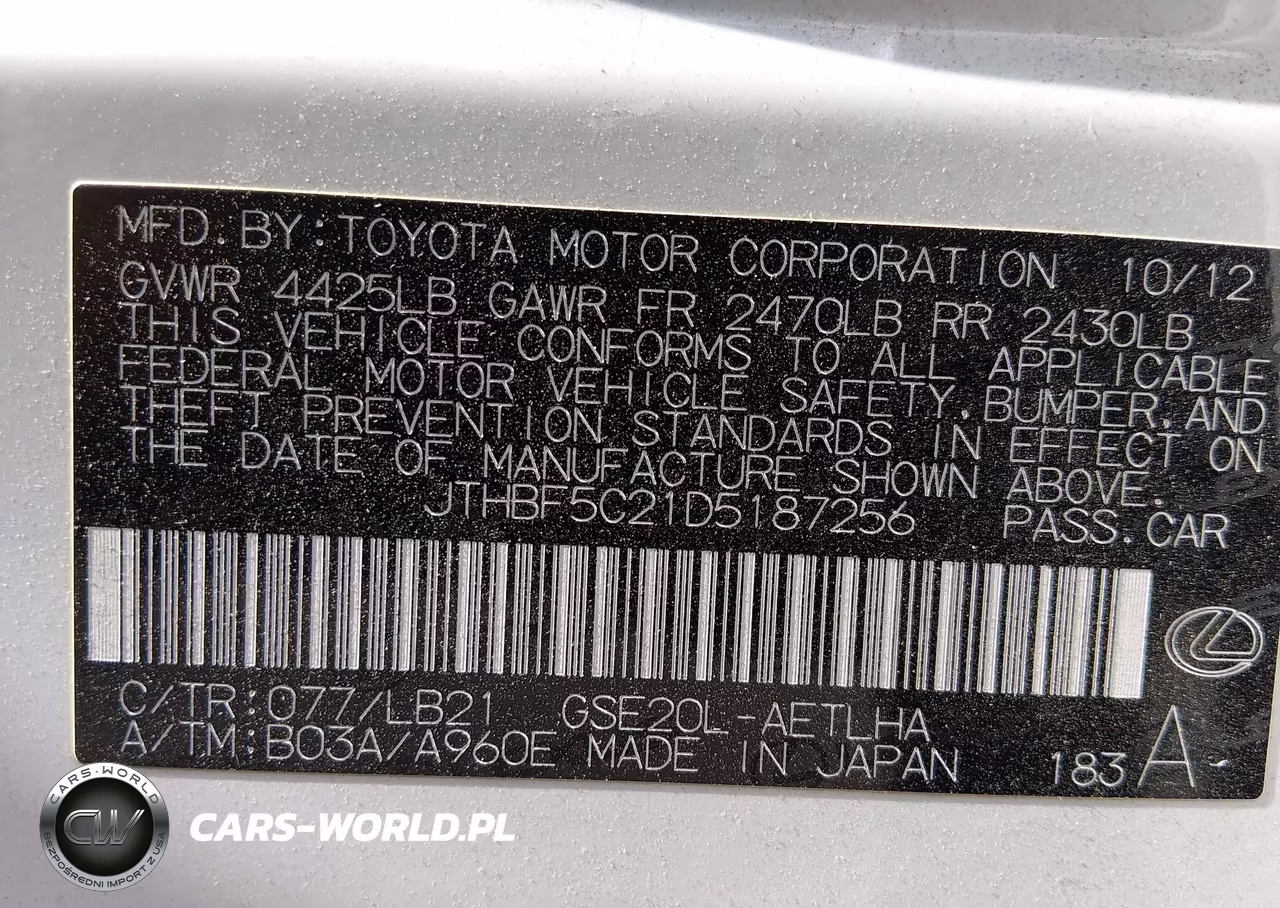 2013 Lexus Is 250 VIN:JTHBF5C21D5187256 - 9