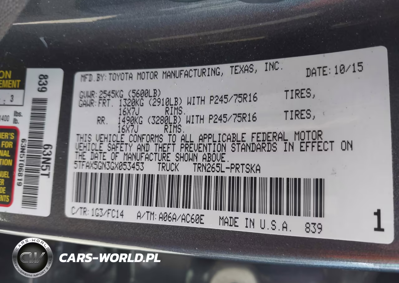 2016 Toyota Tacoma Sr5 VIN:5TFAX5GN3GX053453 - 9