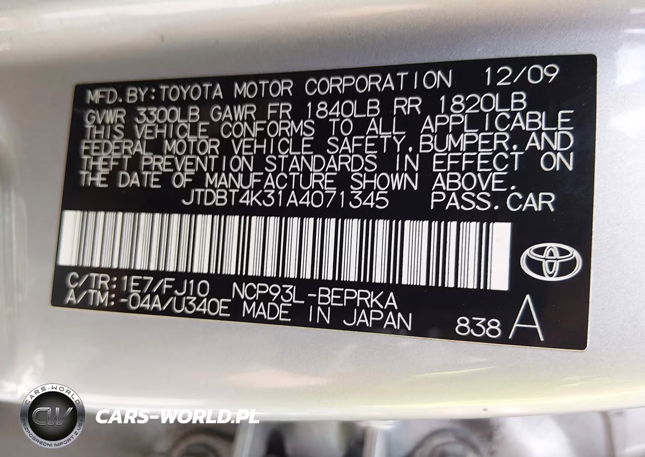 2010 Toyota Yaris VIN:JTDBT4K31A4071345 - 9