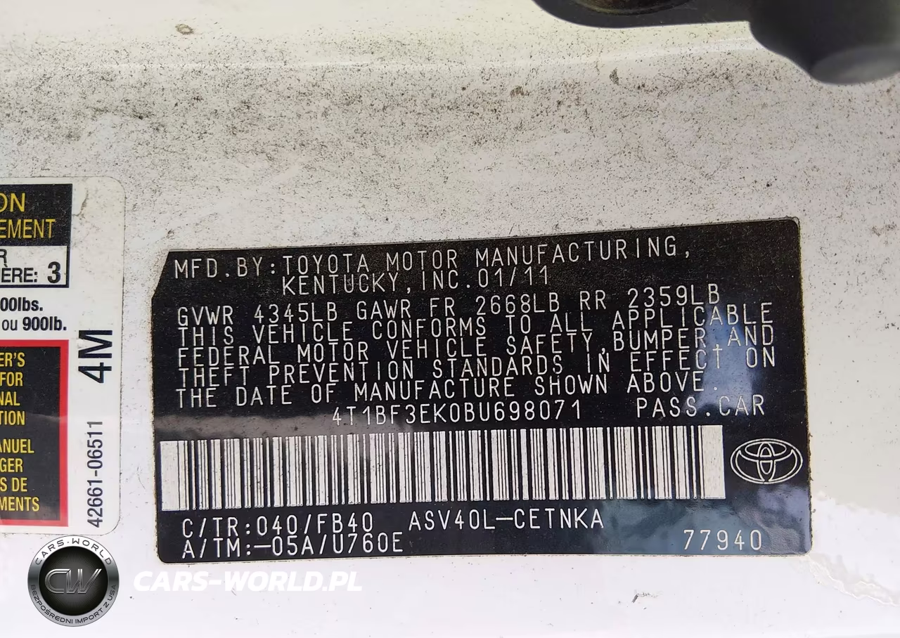 2011 Toyota Camry VIN:4T1BF3EK0BU698071 - 9