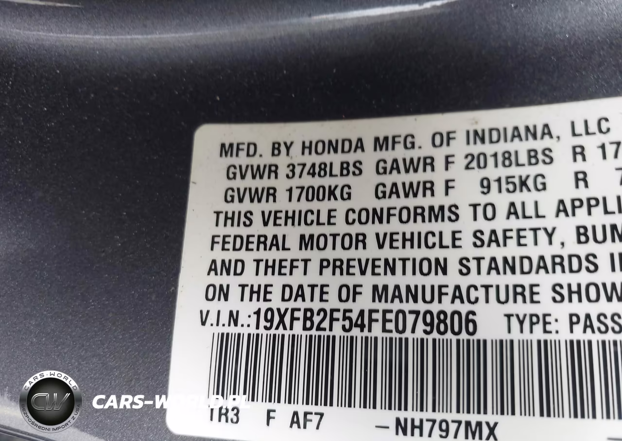 2015 Honda Civic Lx VIN:19XFB2F54FE079806 - 9