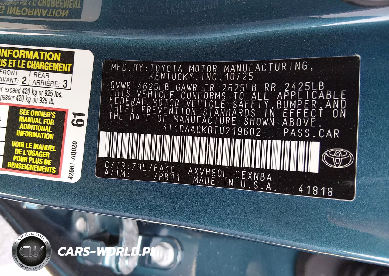 2026 Toyota Camry Le VIN:4T1DAACK0TU219602 - 9