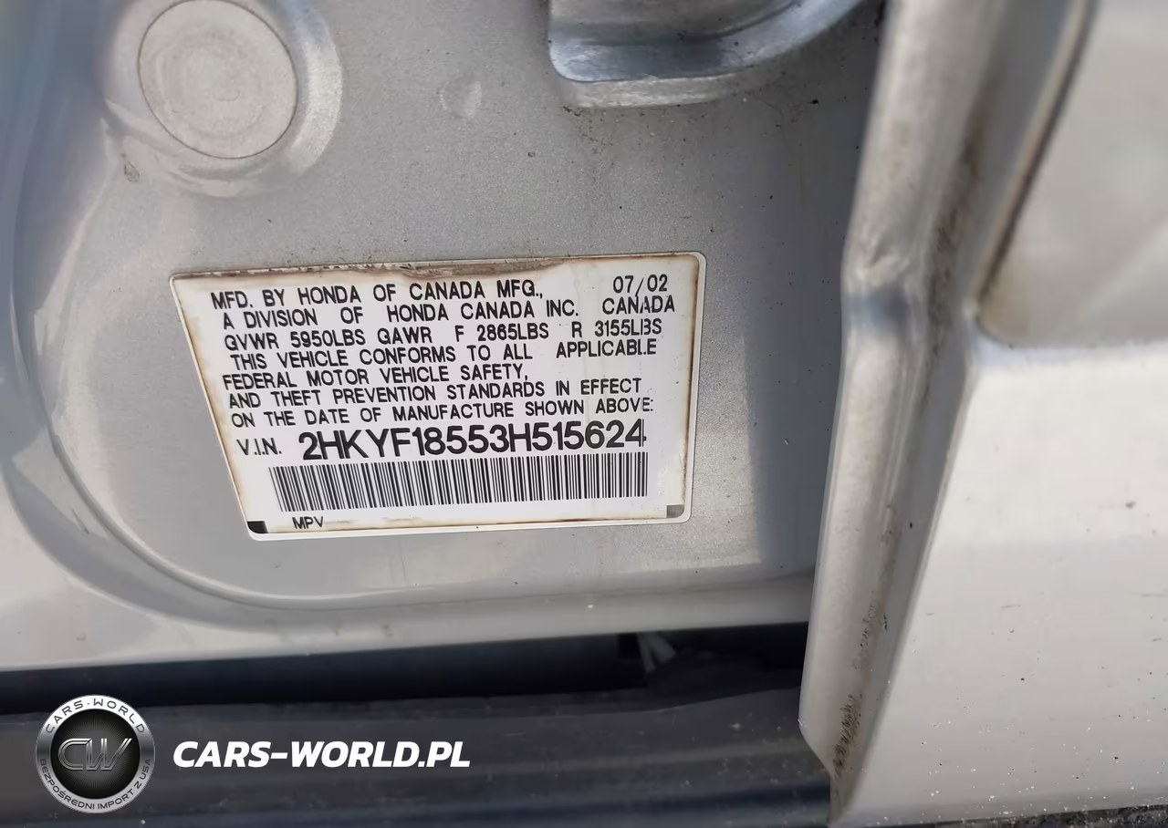 2003 Honda Pilot Ex-L VIN:2HKYF18553H515624 - 9