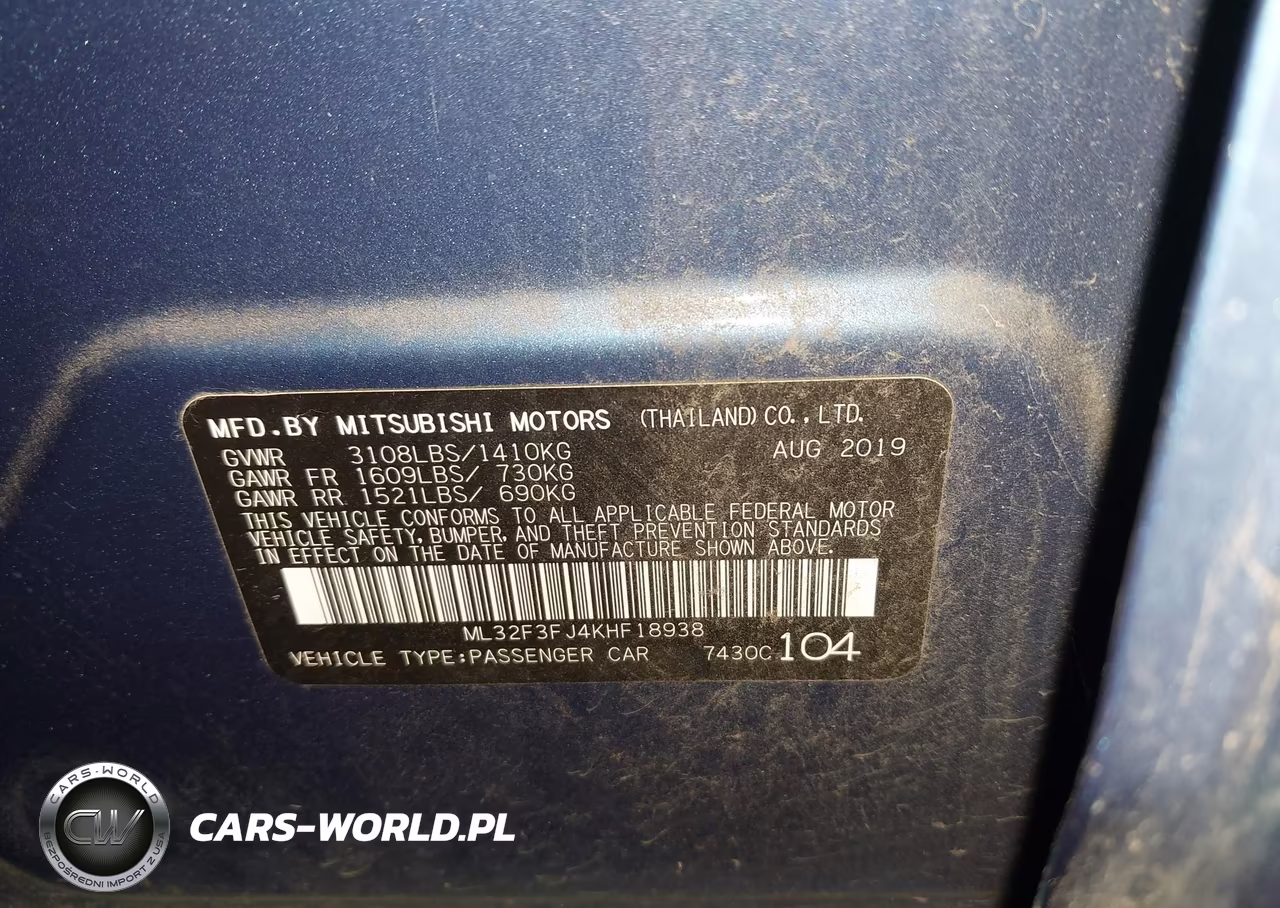 2019 Mitsubishi Mirage G4 Es-Rf VIN:ML32F3FJ4KHF18938 - 9