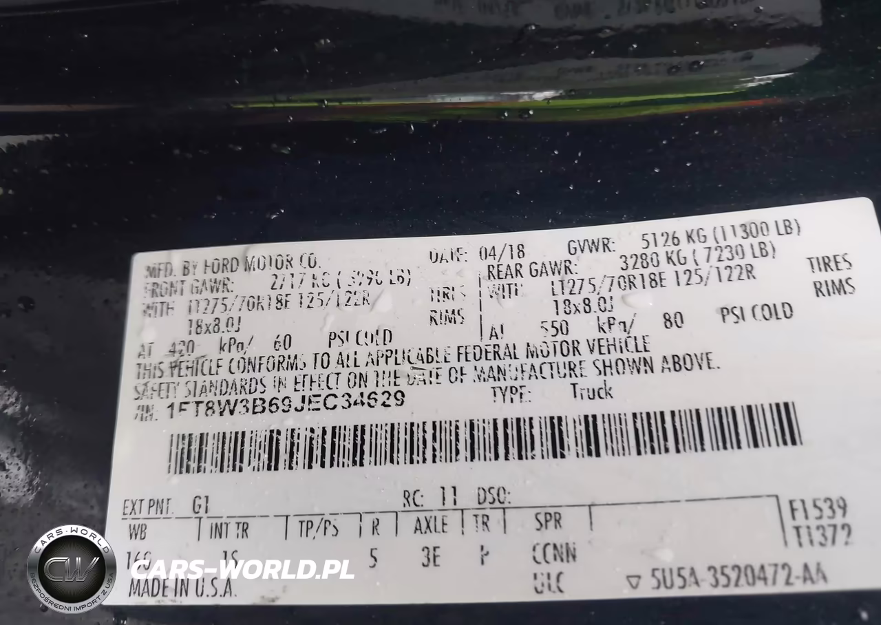 2018 Ford F-350 Xl VIN:1FT8W3B69JEC34629 - 8