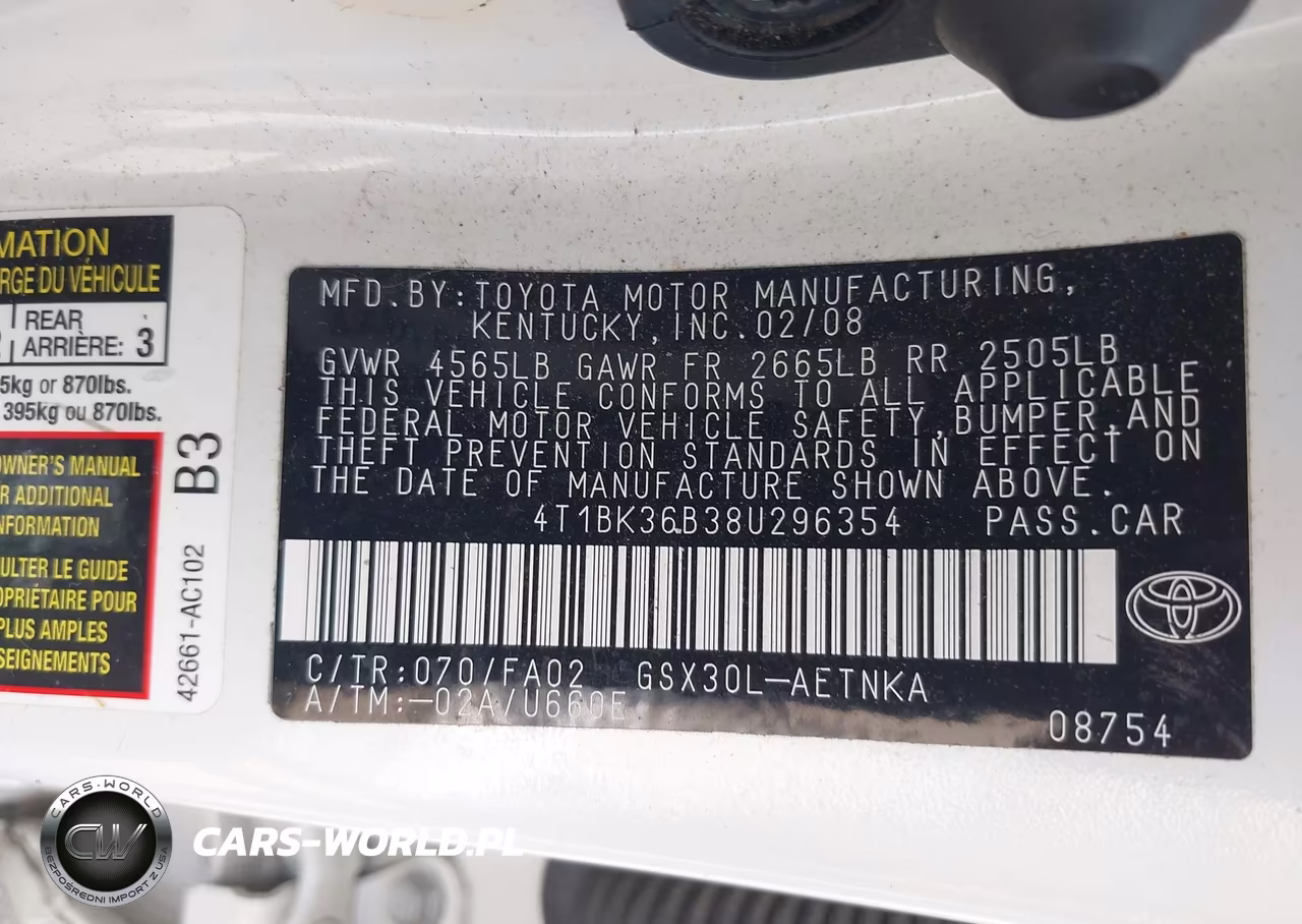 2008 Toyota Avalon Xl VIN:4T1BK36B38U296354 - 9