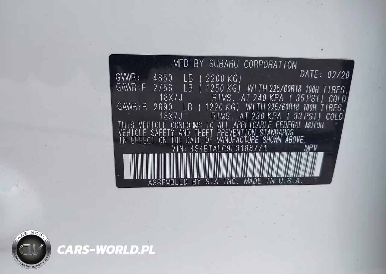 2020 Subaru Outback Limited VIN:4S4BTALC9L3188771 - 9