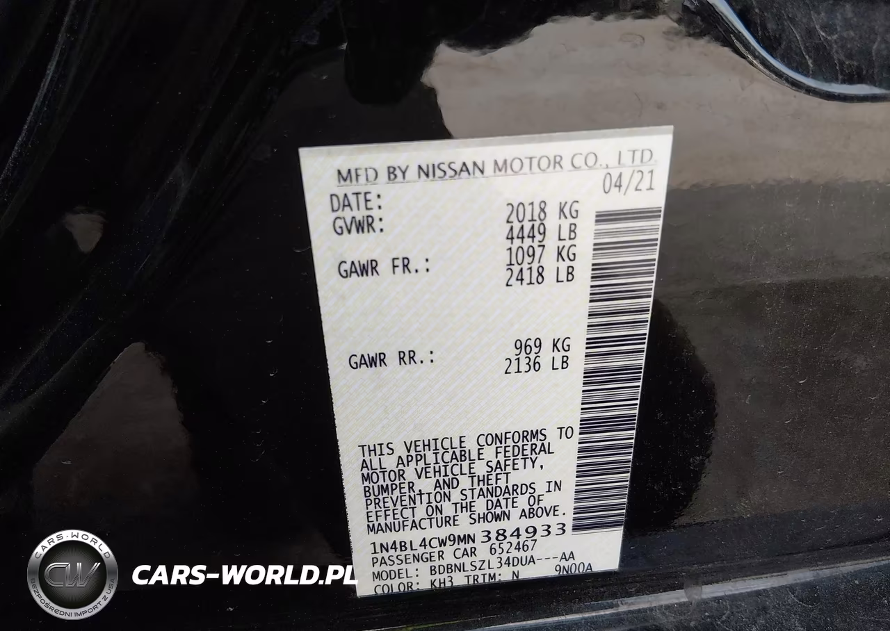 2021 Nissan Altima Sr Intelligent Awd VIN:1N4BL4CW9MN384933 - 9