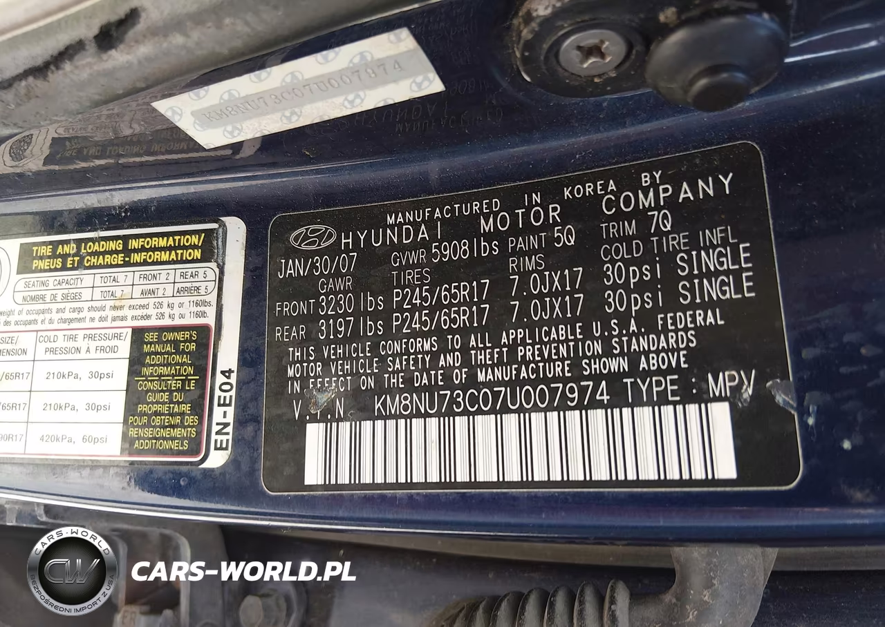 2007 Hyundai Veracruz Gls-Limited-Se VIN:KM8NU73C07U007974 - 9
