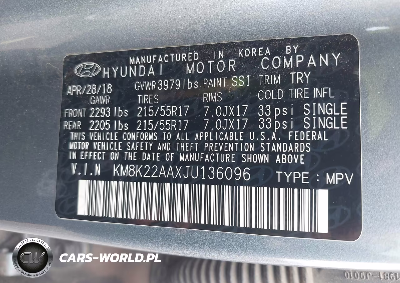 2018 Hyundai Kona Sel VIN:KM8K22AAXJU136096 - 9