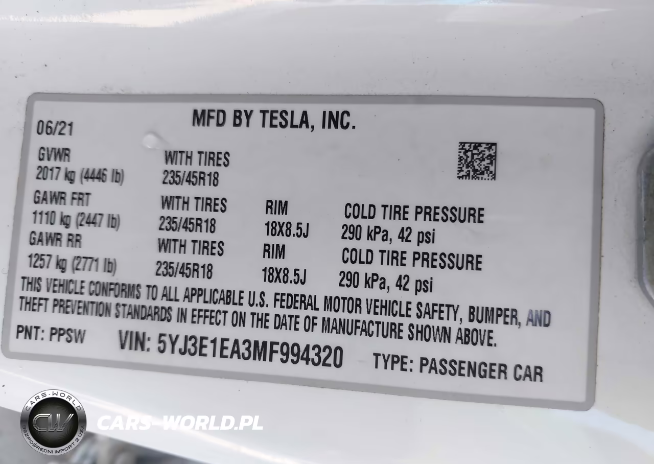 2021 Tesla Model 3 Standard Range Plus Rear-Wheel Drive VIN:5YJ3E1EA3MF994320 - 9