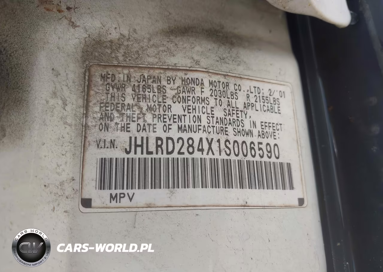 2001 Honda Cr-V Lx VIN:JHLRD284X1S006590 - 9