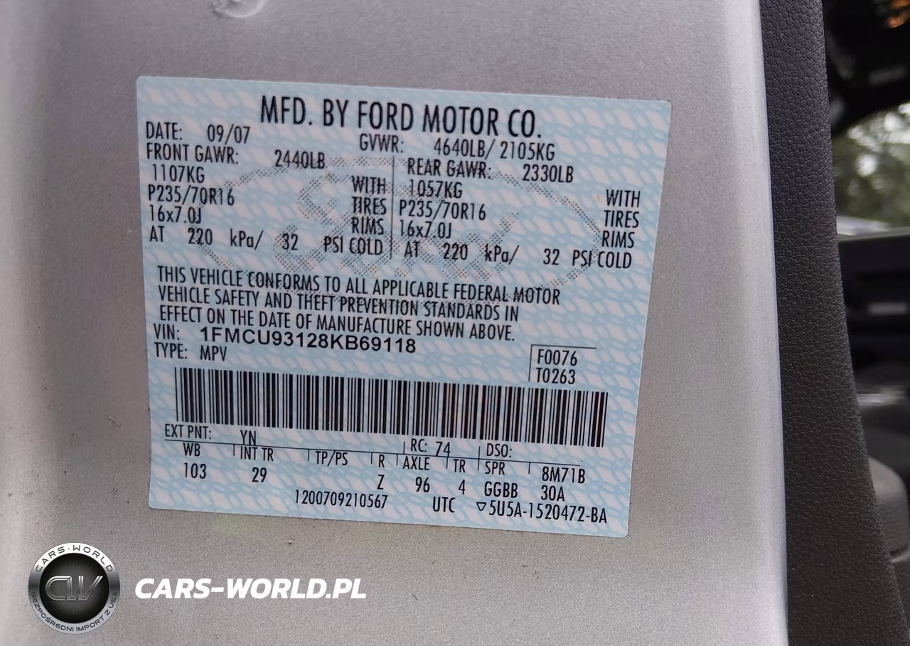 2008 Ford Escape Xlt VIN:1FMCU93128KB69118 - 9