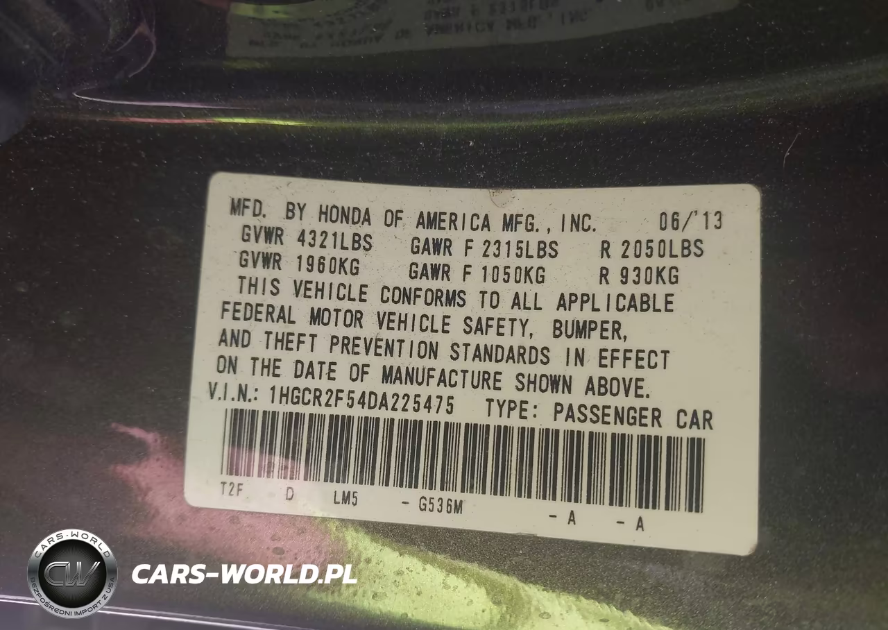 2013 Honda Accord Sport VIN:1HGCR2F54DA225475 - 9