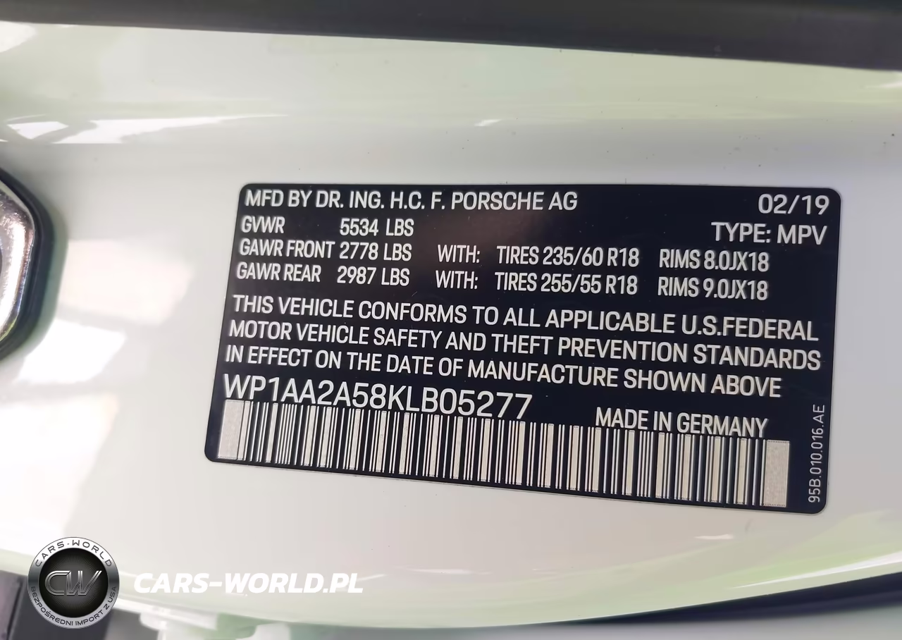 2019 Porsche Macan VIN:WP1AA2A58KLB05277 - 9