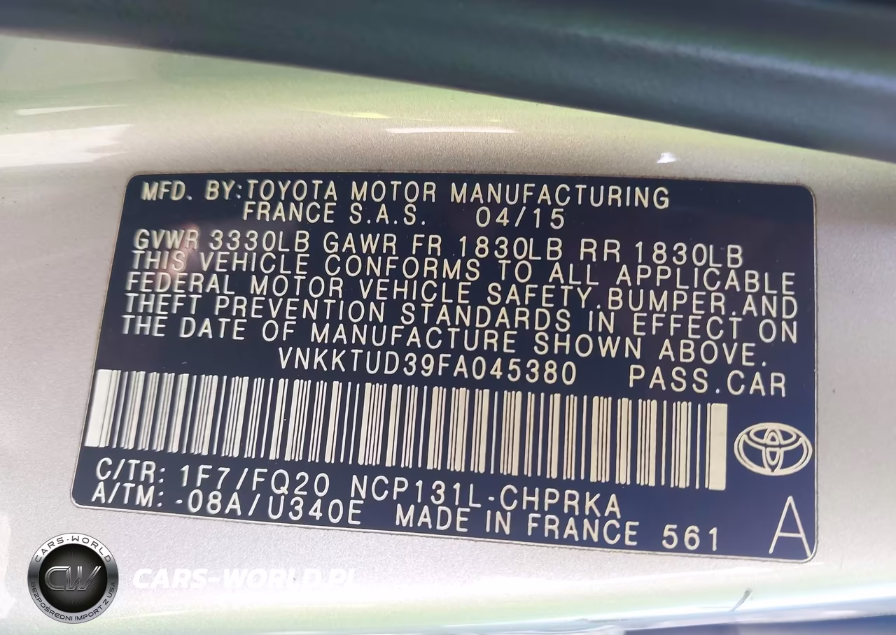 2015 Toyota Yaris L VIN:VNKKTUD39FA045380 - 9