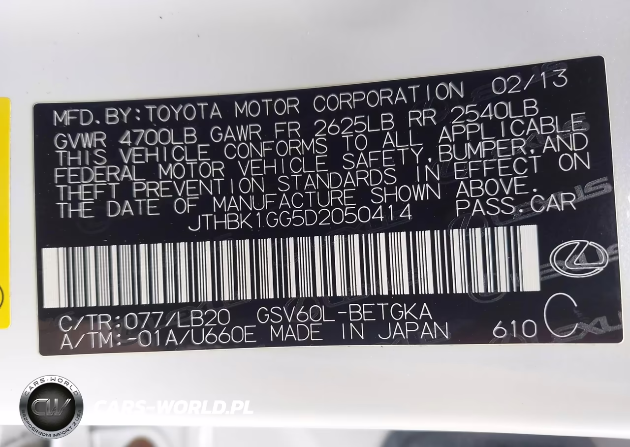 2013 Lexus Es 350 VIN:JTHBK1GG5D2050414 - 9
