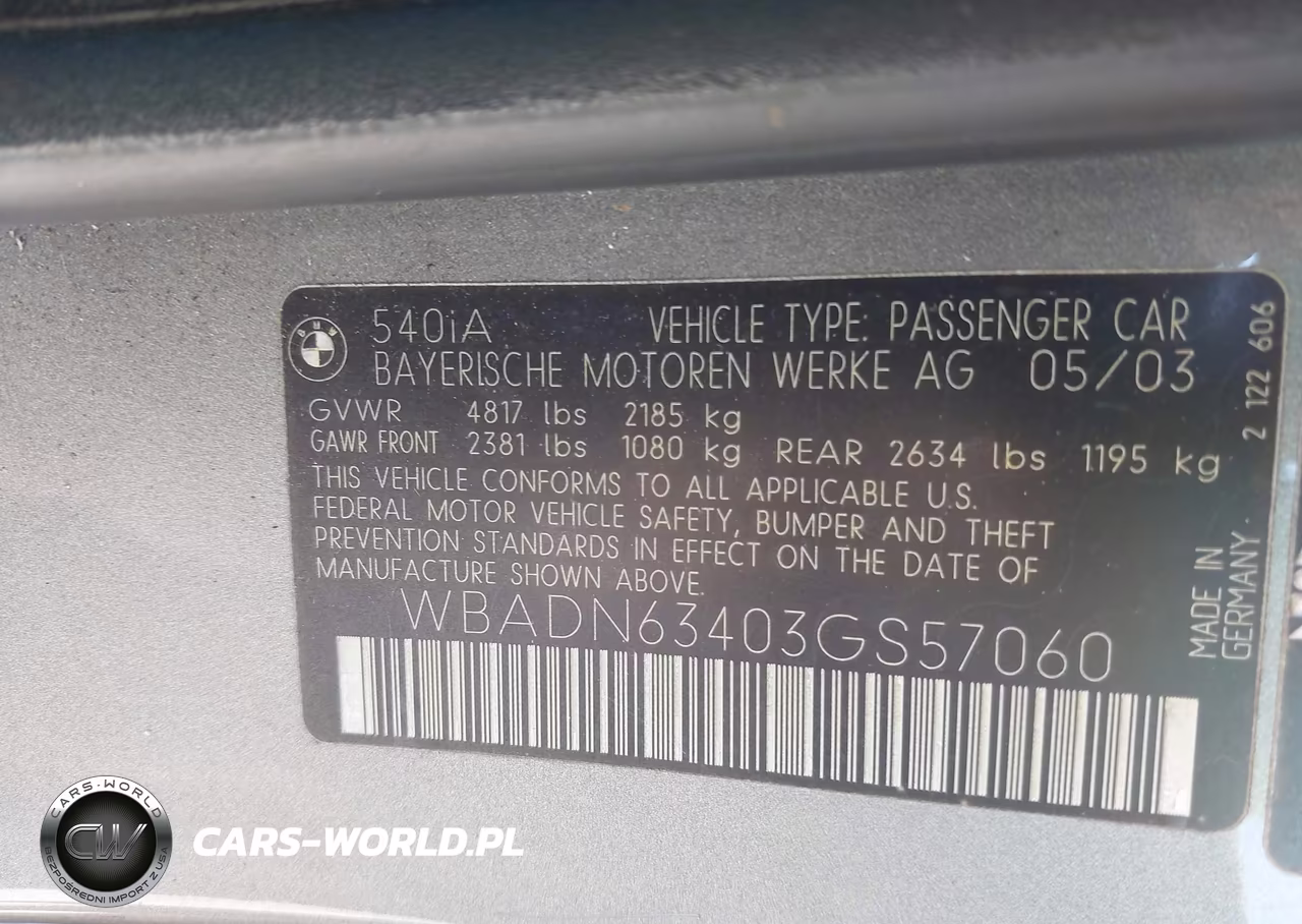 2003 BMW 540Ia VIN:WBADN63403GS57060 - 9