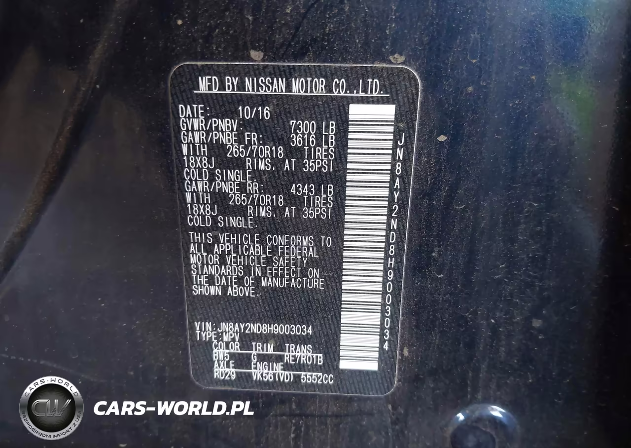 2017 Nissan Armada Sv VIN:JN8AY2ND8H9003034 - 9