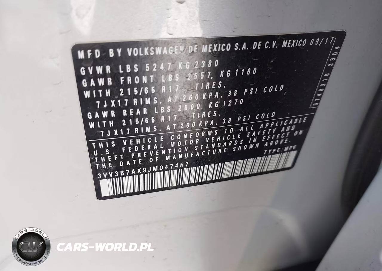 2018 Volkswagen Tiguan 2.0T Se-2.0T Sel VIN:3VV3B7AX9JM047457 - 9